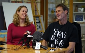 Scott Donaldson with wife Sarah on Friday.