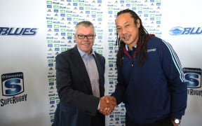 Blues Chairman Tony Carter and coach Tana Umaga.