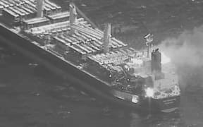 In this image obtained from the US Central Command (CENTCOM) on March 6, 2024 shows the Barbados-flagged, Liberian-owned bulk carrier after it was hit by anti-ship ballistic missile (ASBM) launched from Iranian-backed Houthi rebels. The United States on March 6, vowed to hold Yemen's Huthi rebels accountable for a strike on a bulk carrier that killed two people, apparently the first fatalities in the insurgents' attacks on shipping.
"We will continue to hold them accountable. We call on governments around the world to do the same," State Department spokesman Matthew Miller told reporters. (Photo by Handout / US Central Command (CENTCOM) / AFP) / RESTRICTED TO EDITORIAL USE - MANDATORY CREDIT "AFP PHOTO / US Central Command" - NO MARKETING NO ADVERTISING CAMPAIGNS - DISTRIBUTED AS A SERVICE TO CLIENTS