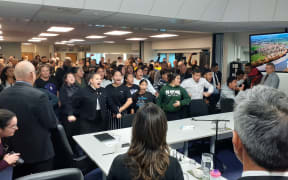 Rangatahi surged to the council table to perform a haka following the Manawatū District Council's decision in Feilding today to revoke an earlier decision against bringing in Māori wards for 2022.