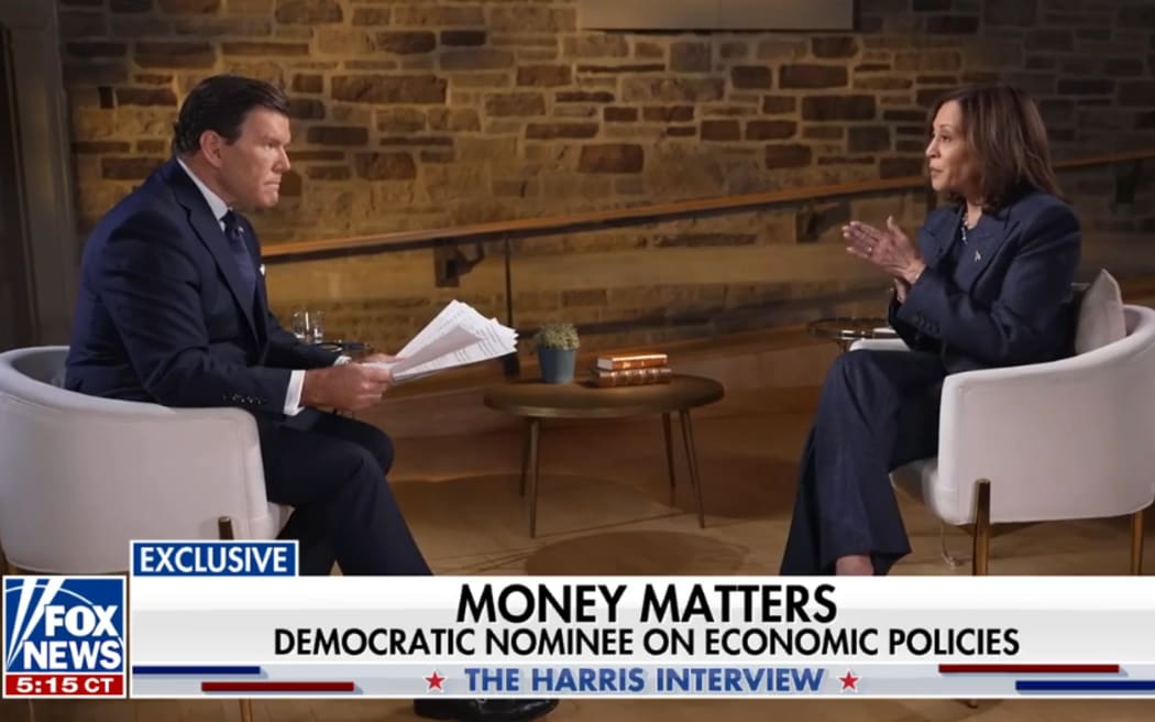 US Vice President Kamala Harris speaks with Fox News' Bret Baier.