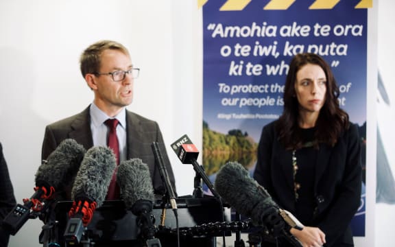 Director-General of Health Ashley Bloomfield and Prime Minister Jacinda Ardern.
