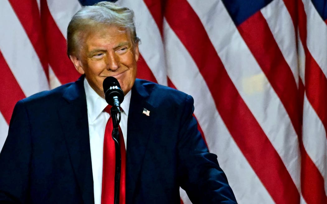 Former US President and Republican presidential candidate Donald Trump speaks during an election night event at the West Palm Beach Convention Center in West Palm Beach, Florida, on November 6, 2024. - Republican former president Donald Trump closed in on a new term in the White House early November 6, 2024, just needing a handful of electoral votes to defeat Democratic Vice President Kamala Harris. (Photo by Jim WATSON / AFP)