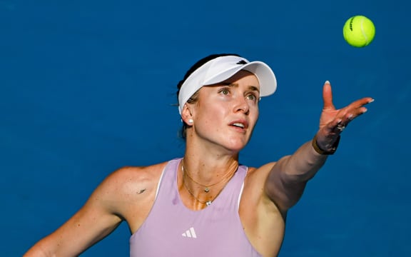 Elina Svitolina (UKR) serves to Xinju Wang (CHN) in the women's single final match of the ASB Classic Women’s WTA250 tennis tournament at Manuka Doctor Arena, Auckland.
