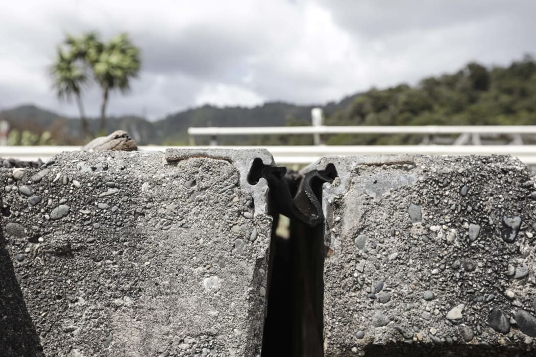 A part of the bridge has widened 60mm  from the force of the storms waves of Fehi and Gita.