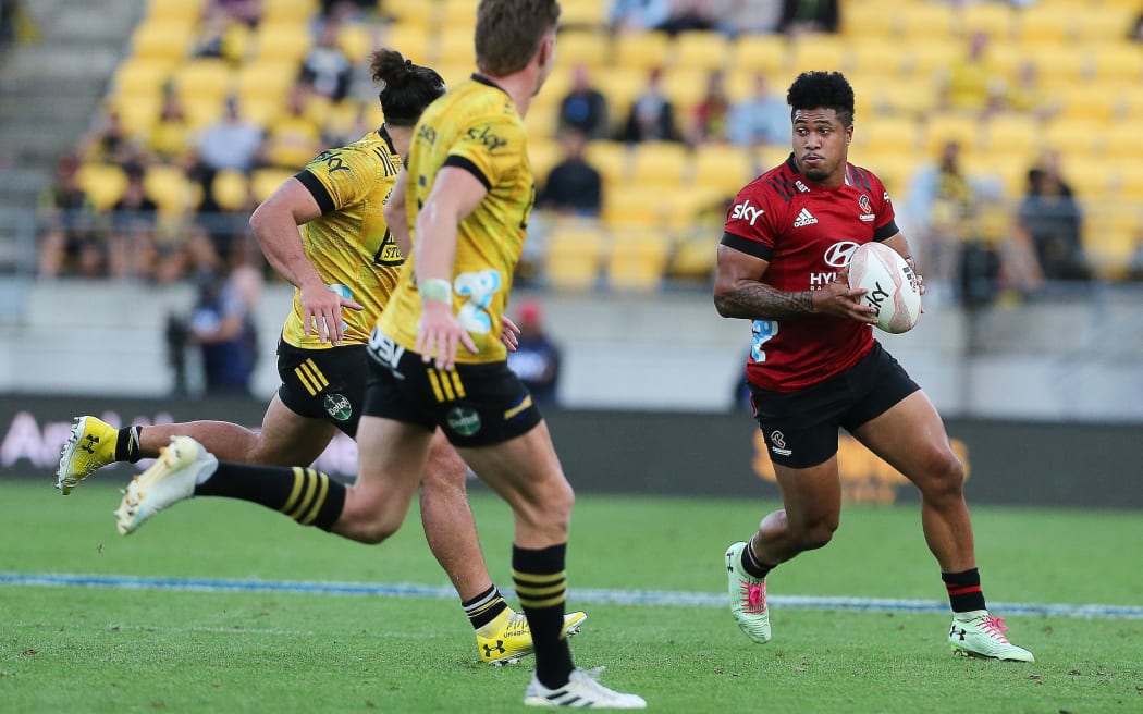 Crusaders Leicester Faingaâanuku. Super Rugby Aotearoa. Hurricanes v Crusaders, Sky Stadium, Wellington. Sunday 11th April 2021. Copyright photo: Grant Down / www.photosport.nz