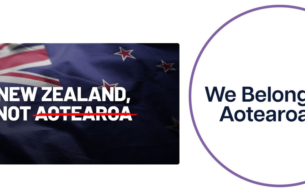 Left: Image leading to a petition on the Hobson’s Pledge website. Right: Logo of Hobson’s Pledge’s 'We Belong Aotearoa' Facebook page.