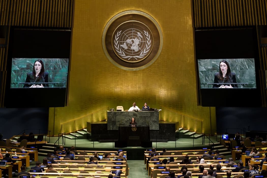 Prime Minister of New Zealand Jacinda Ardern speaks during the 74th session of the United Nations General Assembly on September 24, 2019 at the United Nations Headquarters in New York City.