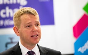 Health Minister Chris Hipkins gives the daily Covid-19 briefing from Auckland's Middlemore hospital.
