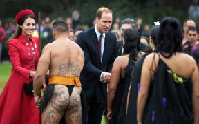 Maori welcomed the Duke and Duchess of Cambridge at Government House on Monday.
