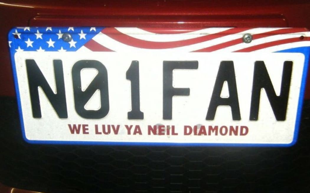Dianne Raynes' Neil Diamond number plate.