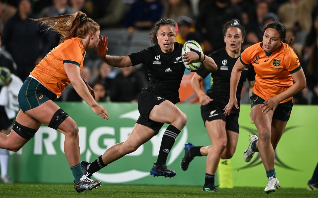 Ruby Tui in action for New Zealand against Australia at the Rugby World Cup.