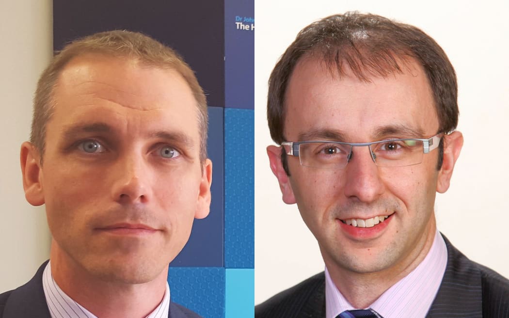 Pharmac's Steffan Crausaz and the Cancer Society's Dr Chris Jackson