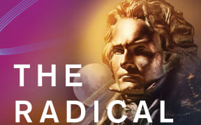 Head of composer Ludwig von Beethoven on publicity poster for the Auckland Philharmonia Orchestra's final concert of their Beethoven symphony cycle