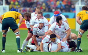 Russian players during Rugby World Cup 2011 game against Australia.