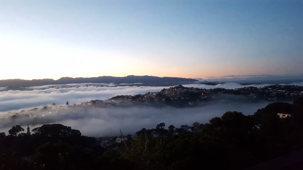 Fog over Wellington on Tuesday morning.