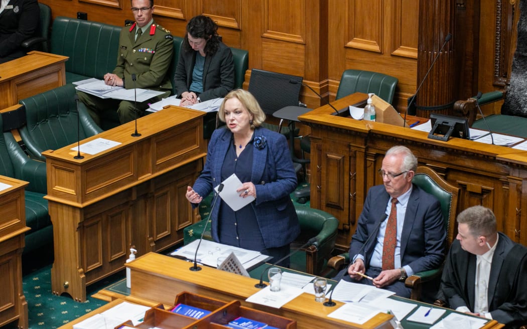 Judith Collins at the table during the committee stage of the Defence (Workforce) Amendment Bill.