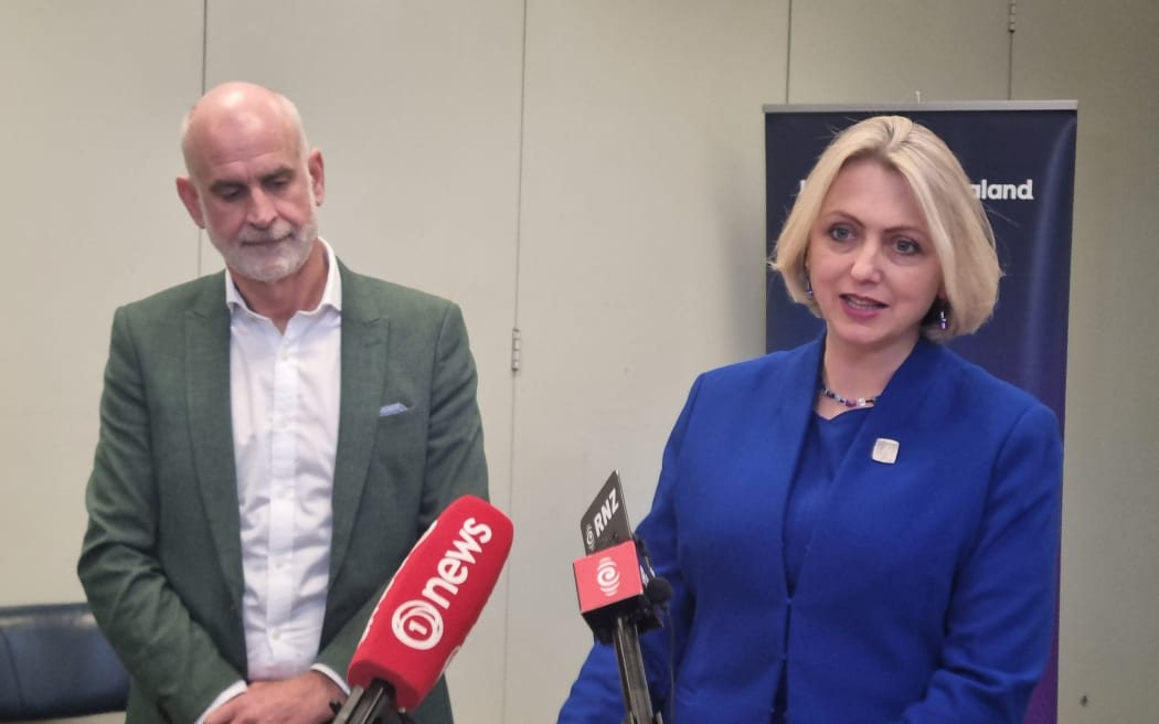 Health New Zealand Te Waipounamu deputy chief executive Martin Keogh and national chief medical officer Dame Helen Stokes-Lampard announce the findings of a review into issues at Nelson Hospital.