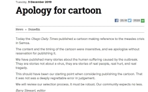 Otago Daily Times cartoon apology