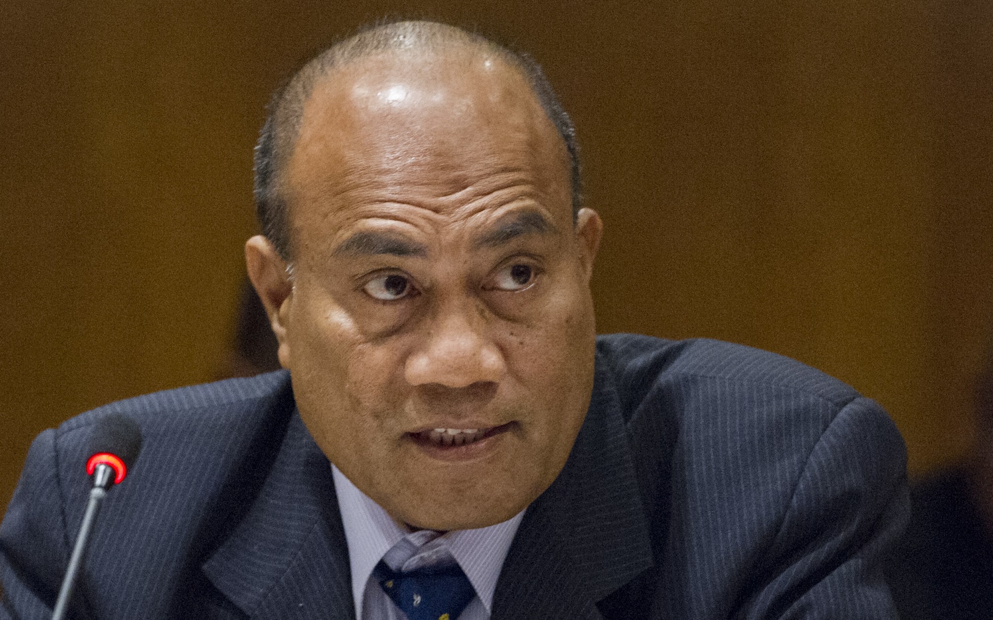 Taneti Maamau, President of Kiribati, speaks at the meeting with Pacific Island Forum Leaders, held on the sidelines of the seventy-first session of the General Assembly.