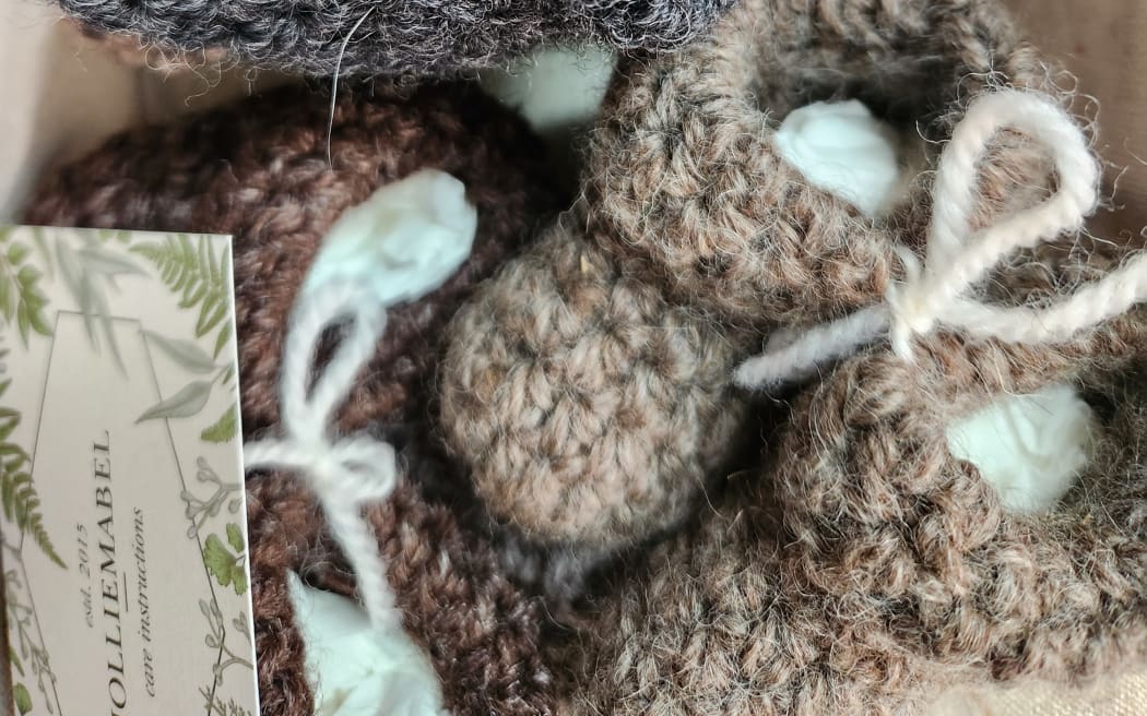 Woollen booties, part of Kelsey Smith's range of kids' clothing, which she says is all about supporting local