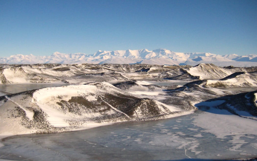 Frozen ponds on Antarctica's McMurdo Ice Shelf.
