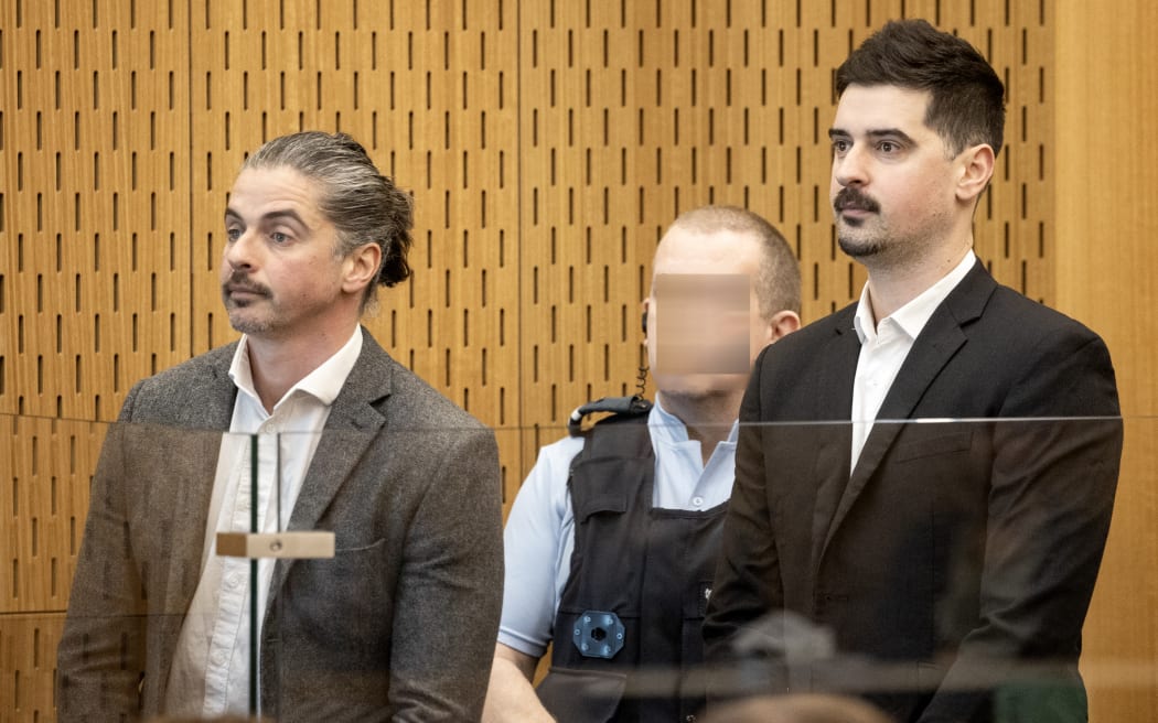 Danny and Roberto Jazz during sentencing in Christchurch District Court on 24 August 2023 for 69 charges, including rape, sexual violation, indecent assault, and stupefying.