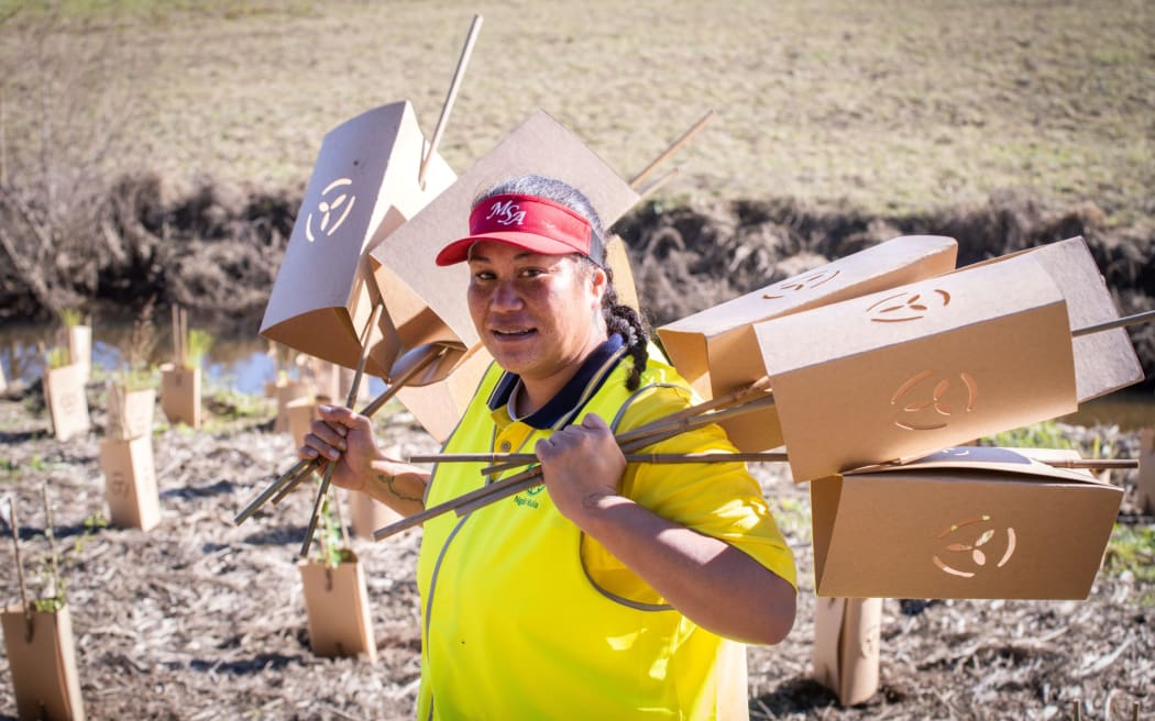 Moana Smith during a Te Hoiere Project planting, in 2023.