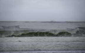 West Coast storm. The Tasman Sea looking wild as the storm sets in. Authorities are keeping an eye on the midday king tide.