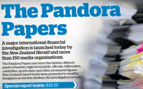The New Zealand Herald headlines Matt Nippert's Pandora Papers work last Monday.