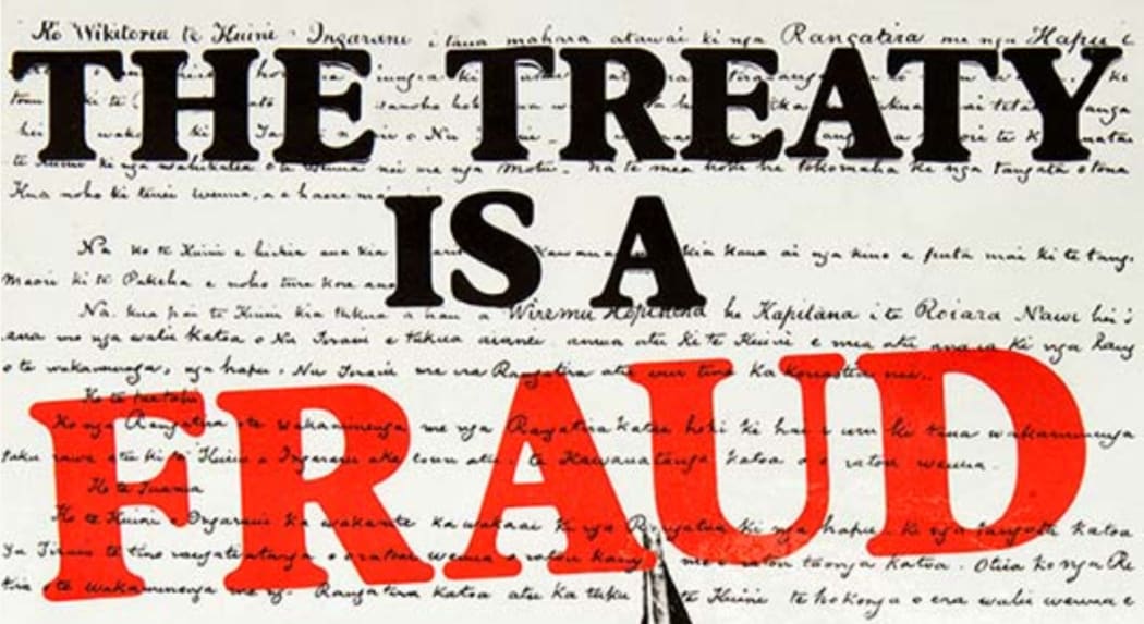 Detail of poster from late 1970s expressing the frustration of the Māori land-rights movement.