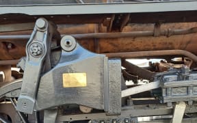 Steam locomotive driving wheels.