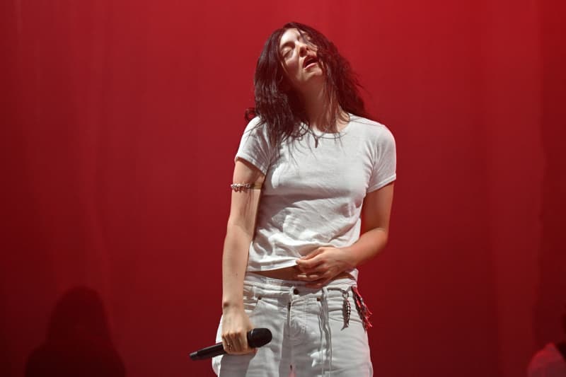 New Zealand singer-songwriter Lorde performs on the Woodsies Stage on the third day of the Glastonbury festival at Worthy Farm in the village of Pilton in Somerset, south-west England, on June 27, 2025.