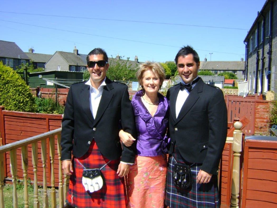 Alice with her two sons, Hone and Wiremu.