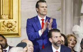 Pete Hegseth, Donald Trump’s nominee to be Secretary of Defense, applauds during Trump’s inauguration as the 47th President of the United States in the rotunda of the US Capitol in Washington, DC, on January 20, 2025. Trump takes office for his second non-consecutive term as the 47th president of the United States. (Photo by SHAWN THEW / POOL / AFP)