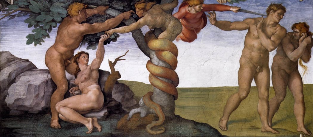 Fall and Expulsion from Garden of Eden, Michelangelo.