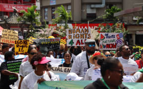 Participants at the World Human Rights Day march on Suva. 10 December 2024