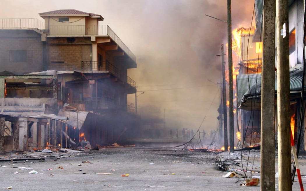 The aftermath of riots in downtown Nuku'alofa in 2006.