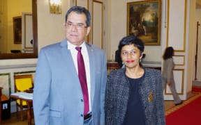French Polynesia's president Edouard Fritch meets French overseas minister Ericka Bareigts in Paris