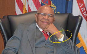 Prime Minister Sitiveni Rabuka sporting a gold Rolex watch (circled).