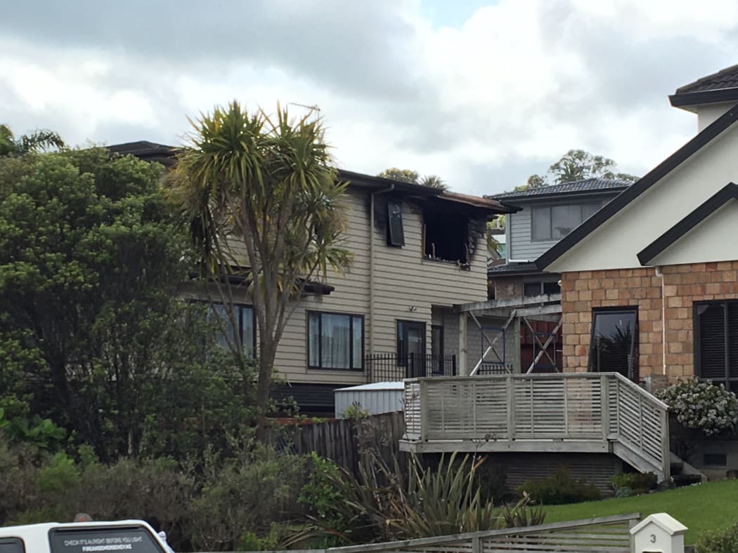 Damage seen to the house on Dawood Place where a fire broke out in Manurewa.