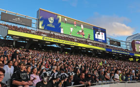 General view showing fans and supporters.
New Zealand Black Ferns v England, Women’s Rugby World Cup New Zealand 2021 (played in 2022) Grand Final match at Eden Park, Auckland, New Zealand on Saturday 12 November 2022. (Photo: Photosport)