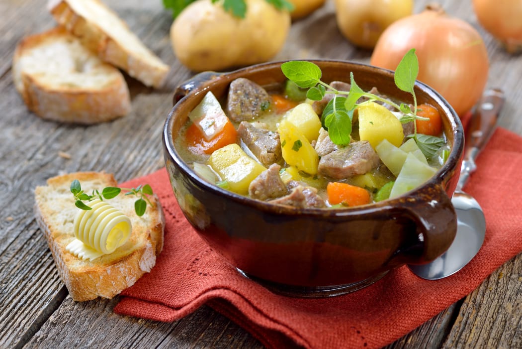 Stew with lamb, potatoes and other vegetables.