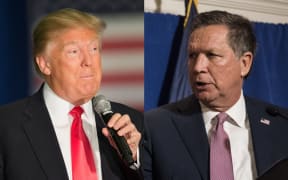 United States Republican presidential candidates Donald Trump and John Kasich.