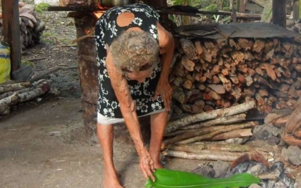 Joyce Kevisi in her woodfire kitchen