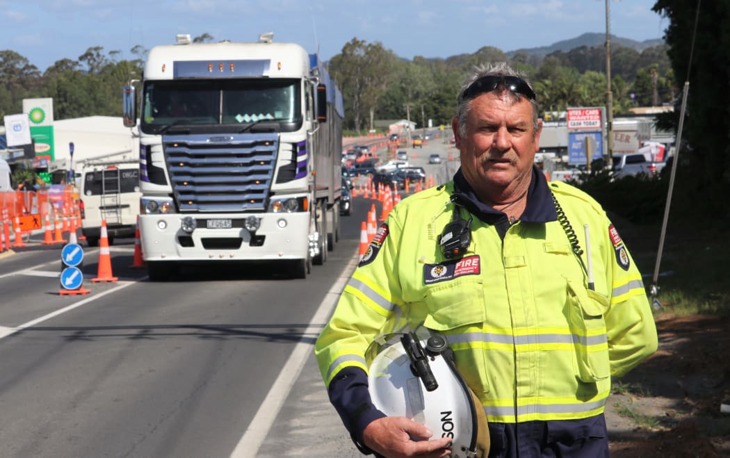 Kerikeri fire chief Les Wasson at State Highway 10, Waipapa.