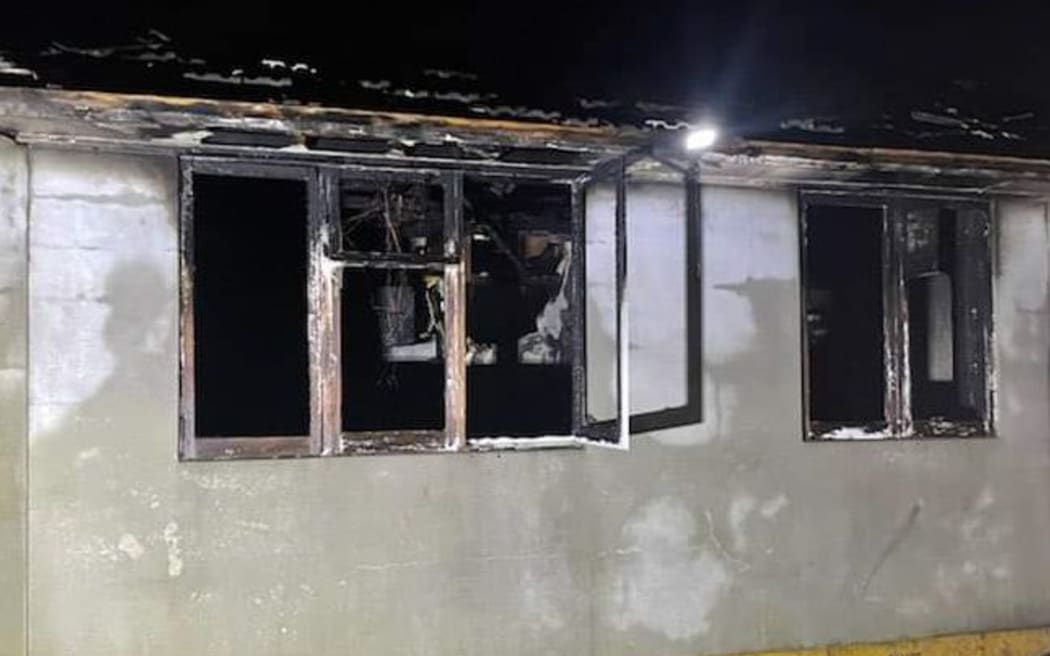 The burnt Ōrākei house that a man was rescued from.