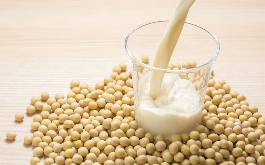Soy milk is a plant-based drink produced by soybeans.