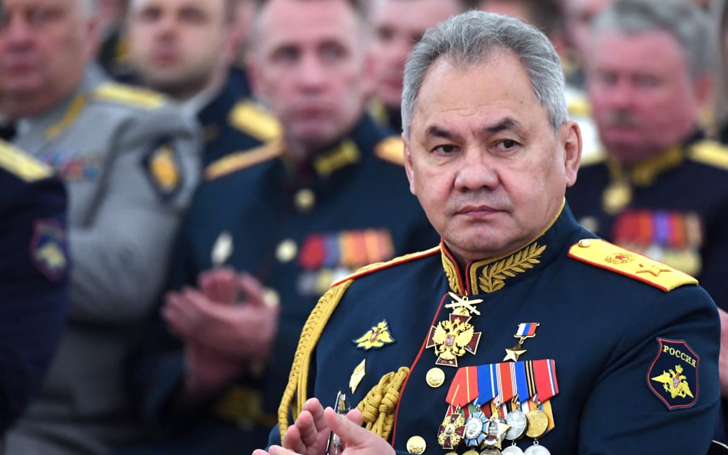 Russian Defence Minister Sergei Shoigu attends a meeting with graduates of the country's higher military schools at the Kremlin in Moscow on June 21, 2022.
