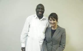 Green MP Golriz Ghahraman with Simon Bikindi, a Rwandan pop singer accused of inciting genocide.